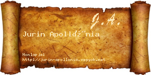 Jurin Apollónia névjegykártya